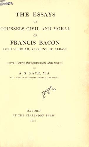 Francis Bacon: Essays (1911, Clarendon Press)