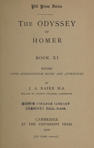 Homer: The Odyssey of Homer (Ancient Greek language, 1900, The University press)