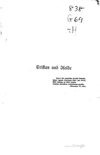 Gottfried von Strassburg: Tristan und Isolde (German language, 1894, Cotta)