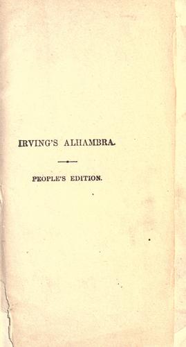 Washington Irving: The Alhambra. (1887, G.P. Putnam and Son)