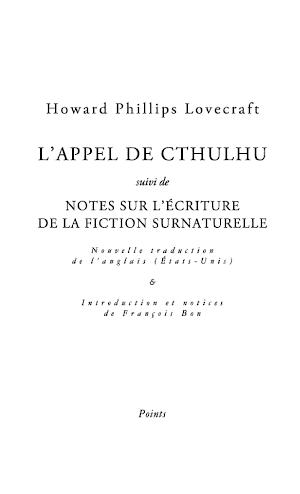 H.P. Lovecraft: L'Appel de Cthulhu (French language)