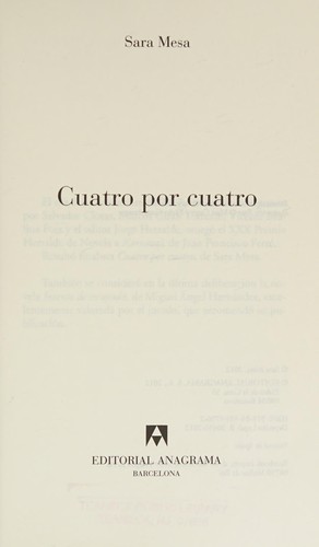 Sara Mesa: Cuatro por cuatro (Spanish language, 2012, Editorial Anagrama)