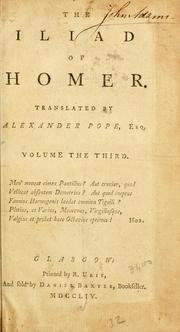 Homer: The Iliad (1754, Printed by R. Urie, and sold by Daniel Baxter, bookseller)