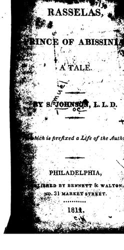 Samuel Johnson LL.D.: Rasselas, Prince of Abissinia: A Tale (1811, Bennett & Walton)