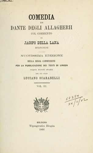 Dante Alighieri: Commedia (Italian language, 1866, Tipografia Regia)