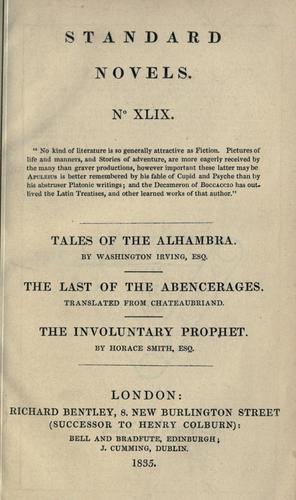 Washington Irving: Tales of the Alhambra (1835, R. Bentley, Bell and Bradfute)