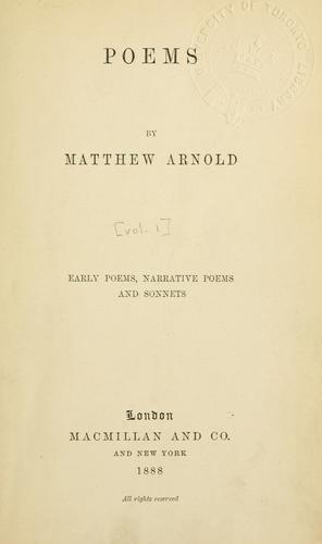 Matthew Arnold: Poems. (1888, Macmillan)