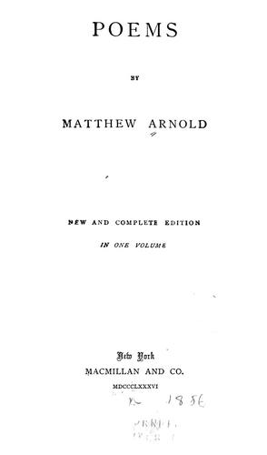 Matthew Arnold: Poems (1886, Macmillan & co.)