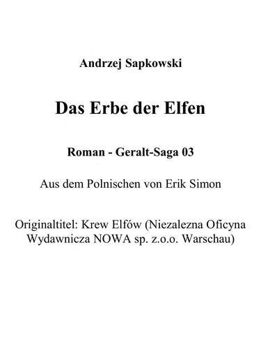 Andrzej Sapkowski: Das Erbe der Elfen (German language, 2009)