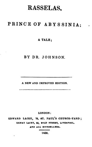 Samuel Johnson LL.D.: Rasselas, Prince of Abyssinia: A Tale (1838, Edward Lacey ...)