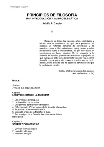 Adolfo P. Carpio: Principios de filosofía (Spanish language, 2000, Glauco)