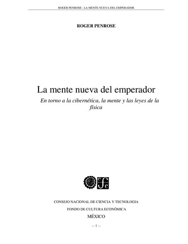 Roger Penrose, Roger Penrose: La nueva mente del emperador (Spanish language, 2009, Debolsillo)