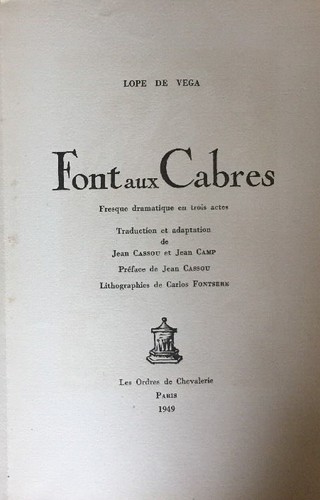 Lope de Vega: Font aux Cabres (French language, 1949, Les Ordres de Chevalerie)