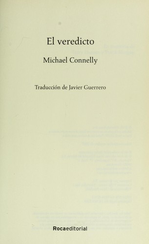 Michael Connelly: El veredicto (Spanish language, 2009, Rocaeditorial)