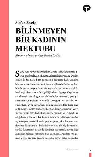 Stefan Zweig: Bilinmeyen Bir Kadinin Mektubu (Paperback, Turkuvaz Kitap)