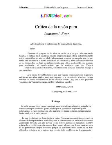 Immanuel Kant: Critica de la razón pura (Spanish language, 2007)