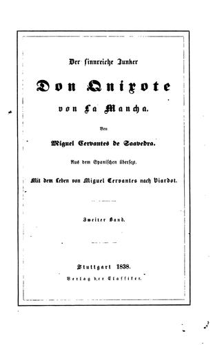 Miguel de Cervantes Saavedra: Der sinnreiche Junker Don Quixote von La Mancha (German language, 1838, Verlag der Classiker)