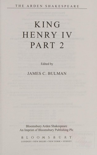 William Shakespeare, BULMAN: KING HENRY 4 PT2 (Paperback, 2005, International Thomson Publishing, Bloomsbury Arden Shakespeare)
