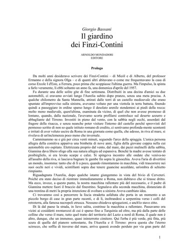 Giorgio Bassani: Il giardino dei Finzi Contini (Italian language, 2001, Mondadori)