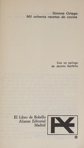 Simone Ortega: Mil ochenta recetas de cocina (Spanish language, 1972, Alianza Editorial)