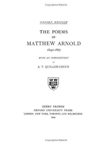 Matthew Arnold: The Poems of Matthew Arnold (Paperback, 2004, Kessinger Publishing)