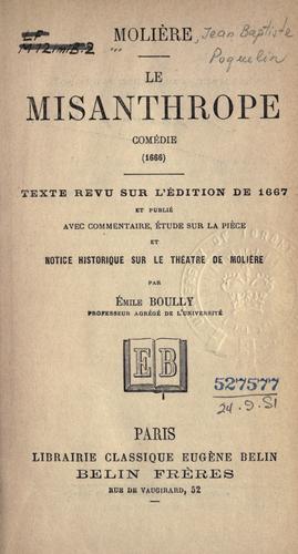 Molière: Le misanthrope (French language, 1899, E. Belin)