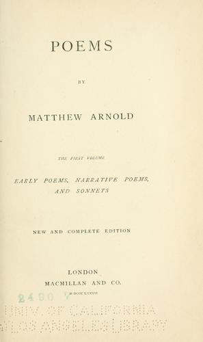 Matthew Arnold: Poems (1877, Macmillan and co.)