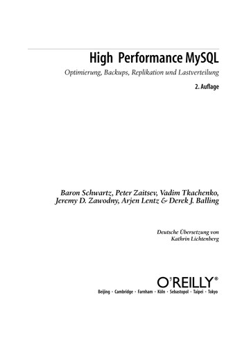 Baron Schwartz. Peter Zaitsev. Vadim Tkachenko. Jeremy D. Zawodny. Arjen Lentz. Derek J. Balling: High Performance MySQL (EBook, 2009, O'Reilly Verlag)