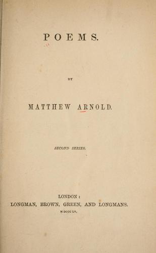 Matthew Arnold: Poems (1855, Longman, Brown, Green, and Longmans)