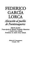 Federico García Lorca: Alocución al pueblo de Fuentevaqueros (Spanish language, 1986, Edición del Cincuentenario)