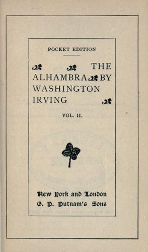 Washington Irving: The Alhambra. (1865, Putnam)